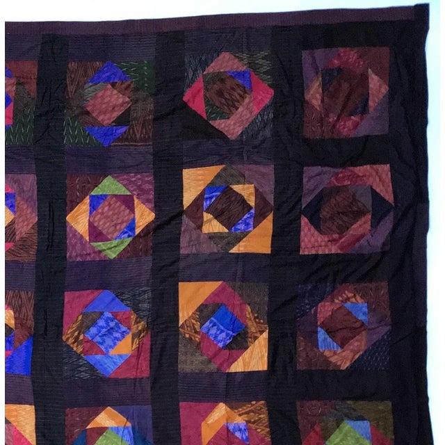 Shabby Chic Antique Silk Thailand Artisan Large Patchwork Batik Throw Wall Hanging For Sale - Image 3 of 13
