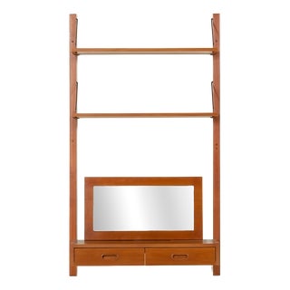 Mid-Century Scandinavian Wall Unit with Console and Mirror, Denmark, 1970s For Sale