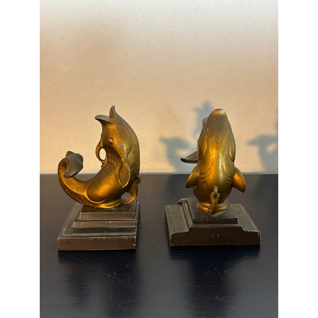 Art Deco Frankart Art Deco Dolphin Bookends For Sale - Image 3 of 5
