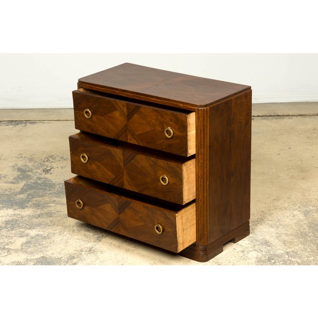 French Art Deco Geometric Walnut Commode by Mercier Frères, Paris, Circa 1930 For Sale - Image 9 of 18