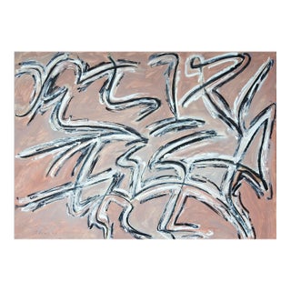 Abstract Expressionist Jerry Adams Pink & Gray Painting on Paper For Sale