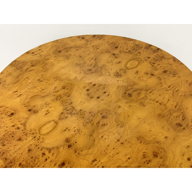 1970s American Modern Round Burl Wood Center Occasional Table For Sale - Image 12 of 16