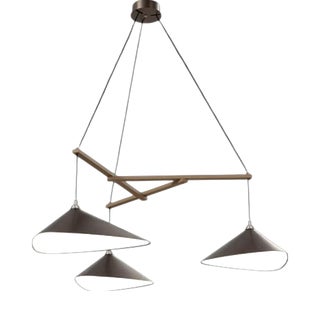 Emily Group of Three Chandelier in Steel with Dark Bronze Finish by Moss Objects For Sale