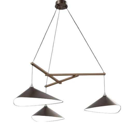 Emily Group of Three Chandelier in Steel with Dark Bronze Finish by Moss Objects For Sale