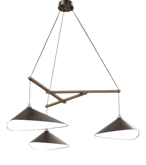 Emily Group of Three Chandelier in Steel with Dark Bronze Finish by Moss Objects