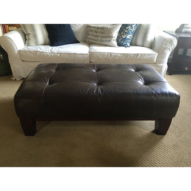 Pottery Barn Sullivan Leather Ottoman Chairish