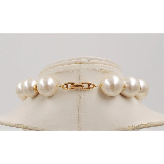 Vintage Circa 1992 Signed Napier Mabe Faux-Pearl & Lapis Necklace For Sale - Image 9 of 12