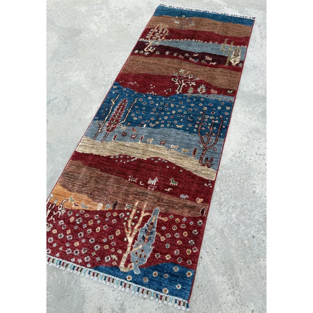 2000 - 2009 Red Persian Style Gabbeh Rug Runner, 02'08 X 06'08 For Sale - Image 5 of 11