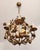 Hollywood Regency 4-Light Floral Chandelier in Hand-Forged Dark Gilt Metal with Rose and Leaf Ornaments, 1960s For Sale - Image 9 of 18