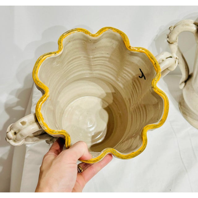 Ceramic Pair of Vintage Italian Pottery Planter Urns For Sale - Image 7 of 8