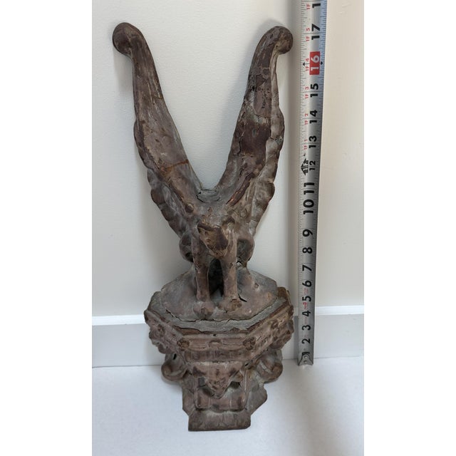 Antique Wells Fargo Winged Mountain Lion & Ram Heads Architectural Salvage Ornament For Sale In San Diego - Image 6 of 8