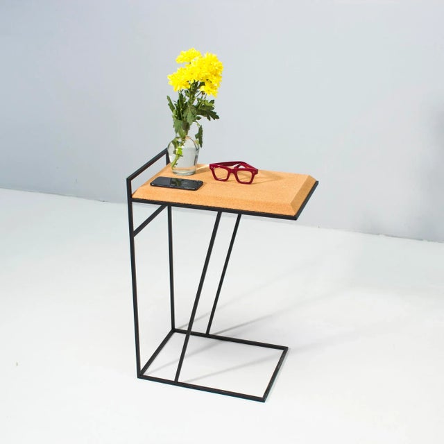 Grão #3 Side Table in Light Cork with Black Legs by Mendes Macedo for Galula For Sale - Image 4 of 11