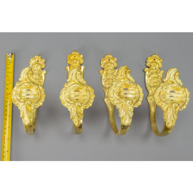 French Rococo Style Gilt Bronze Curtain Tiebacks or Curtain Holders, 1890s, Set of 4 For Sale - Image 18 of 18