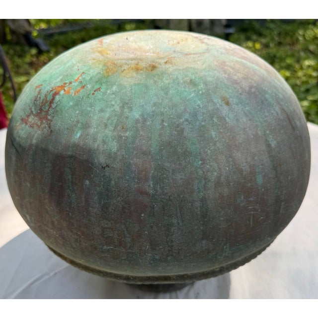 Large Vintage Metal Water Jug / Vessel With Hand Tooled Designs and Amazing Patina From India For Sale - Image 12 of 12