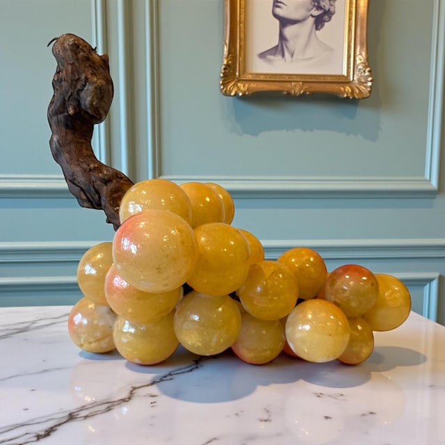 A beautifully scaled 14-inch Italian alabaster grape cluster in a rich honey-yellow coloration. Examples of this size are...
