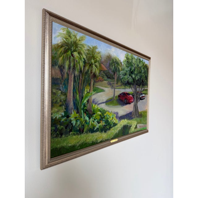 Abstract Marsha Schurr Impressionist Tropical Landscape Oil on Canvas Painting, Framed For Sale - Image 3 of 12