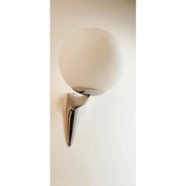 Wall Light in Chromed Brass with Satin White Sphere For Sale - Image 5 of 13