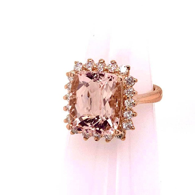 1990s Tourmaline Rubellite Diamond Ring 14 Kt 7.45 TCW Certified, Size 6 For Sale - Image 10 of 17