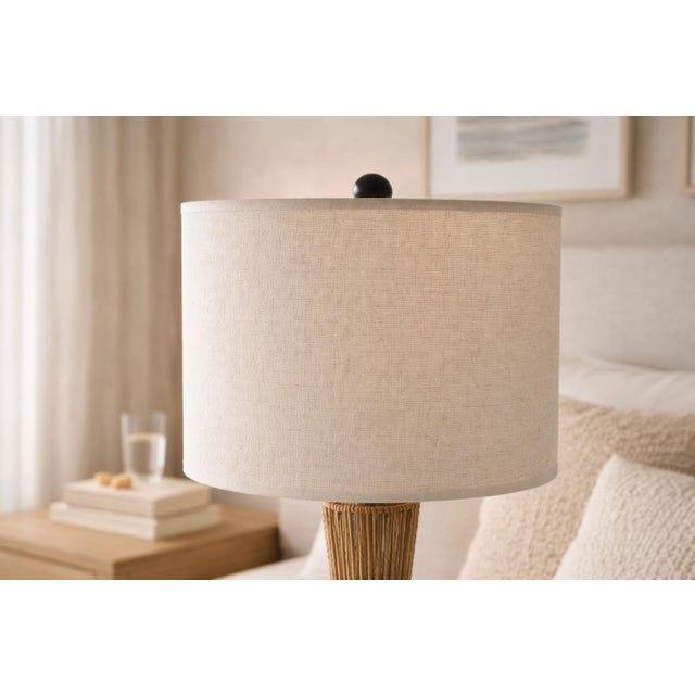 Late 20th Century Late 20th Century Organic Modern Sculptural Rope-Wrapped Table Lamps on Metal Frame - a Pair For Sale - Image 5 of 6