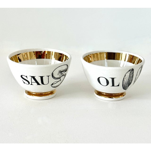 Ceramic 1960s Pair of Gilt Porcelain Appetizer Bowls For Sale - Image 7 of 10