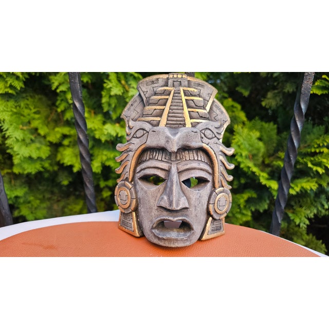 Ceramic Vintage Pre-Columbian Style Ceramic Wall Mask, 1950s For Sale - Image 7 of 7