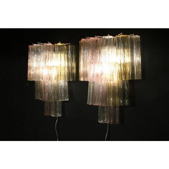 Pink, White, Yellow and Smoked Color Tronchi Wall Lights in the style of Venni, 2000s, Set of 2 For Sale - Image 9 of 13