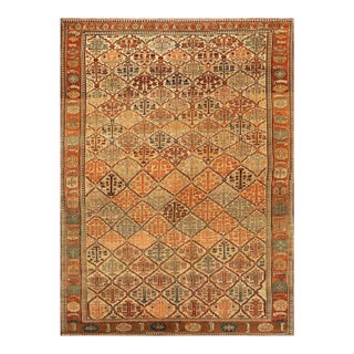 1870s Ivory Tribal Shrub Antique Nw Persian Bakshaiesh Rug 9' X 13'2" Hand Knotted Wool Carpet For Sale