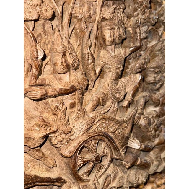 Large Ramayana Wall Relief in Deeply Carved High Relief Bali (Indonesia), Ubud–Peliatan or Gianyar, 19th Century. Teak...
