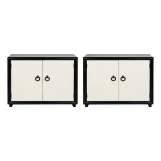 Set of Vintage Black & Ivory Two-Door Chest For Sale