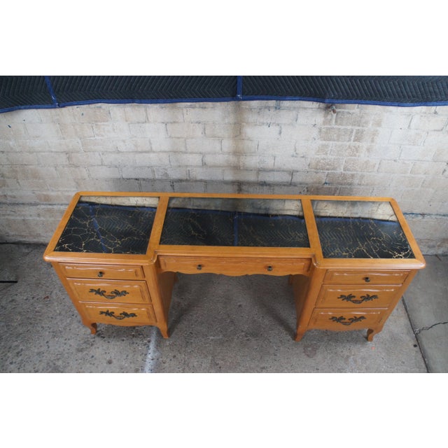 Mid 20th Century Mid 20th Century Mid Century Country French Provincial Mirrored Vanity Desk For Sale - Image 5 of 12