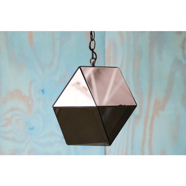 Vintage 1960s Custom Hexagon Mirror Lamp Swag MCM Retro For Sale - Image 4 of 7