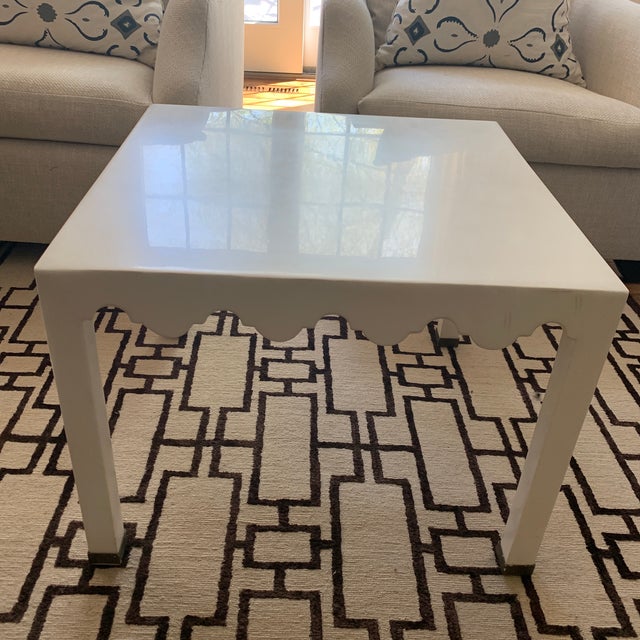 White Moroccan Style Lacquered Seagrass Square Accent Table Chairish