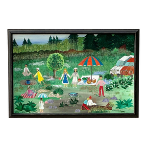 Vintage Boho Primitive Figurative Oil Painting