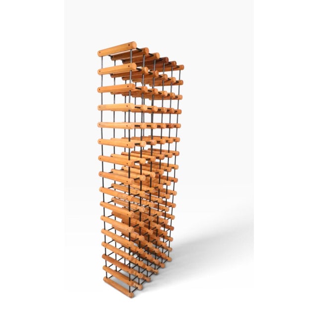 Wood Mid 20th Century Large Architectural Mid Century 75 Bottle Wine Rack For Sale - Image 7 of 15
