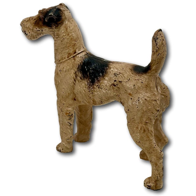 Very Rare Oversize 1930s Hubley #387 Standing Full Figure Fox Terrier Cast Iron Dog Doorstop - 10 Inches Tall X 12 Inches Long For Sale - Image 12 of 18