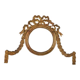Antique Circa 18th-19th Century French Neoclassical Giltwood Frame Filigree Hand Carved Ribbon Mirror Frame For Sale