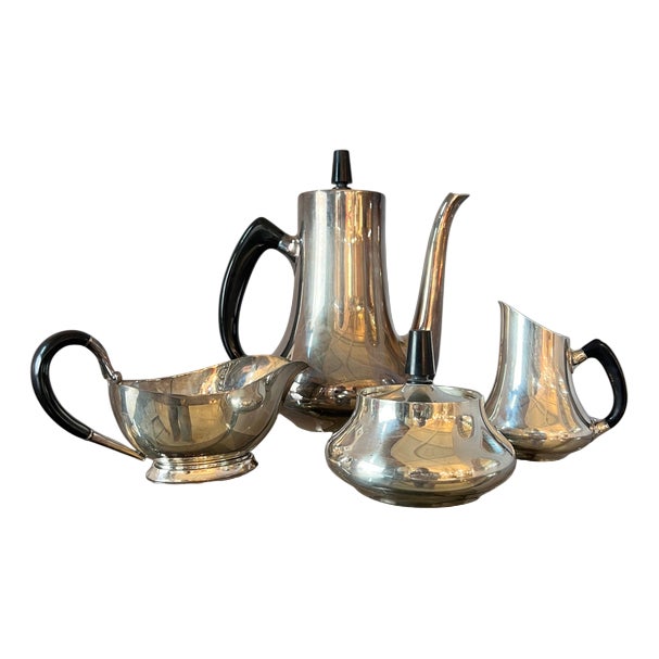 Jug and Sugar Bowl with Milk Jug and Sauce Boat by Hans Bunde for Cohr, Set of 4 For Sale