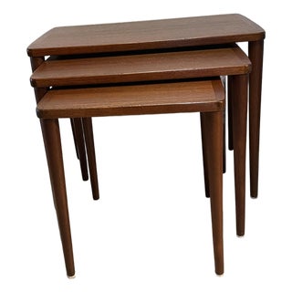 1960s Mid Century Modern Scandinavian Solid Teak Nesting Tables For Sale