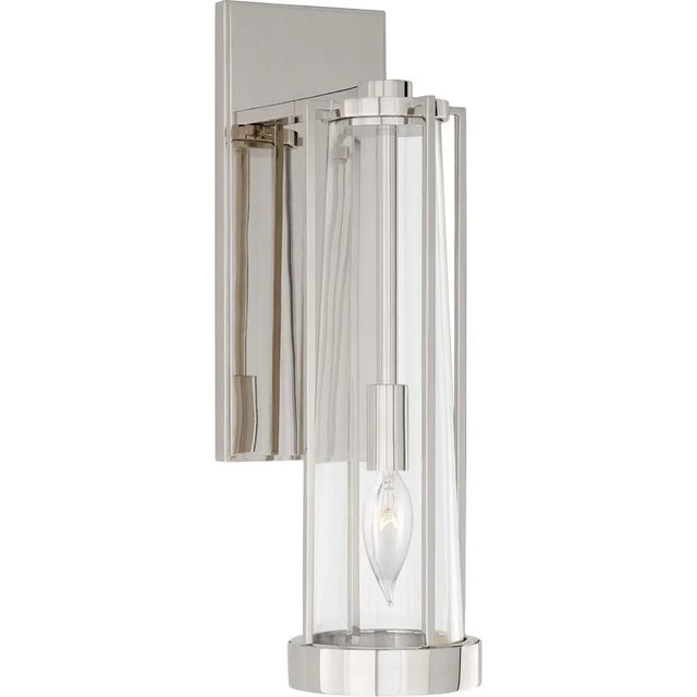 Calix Bracketed Sconce in Polished Nickel with Clear Glass Designer: Thomas O'Brien Height: 16" Extension: 6.5" Backplate:...