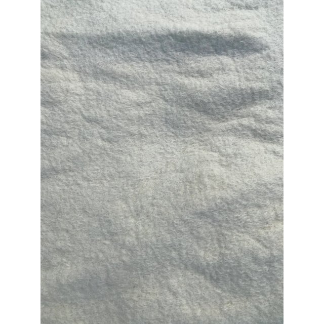 White Vintage Hudson Bay Style Midcentury White With Red, Blue, and Yellow Striped Wool Blanket For Sale - Image 8 of 10