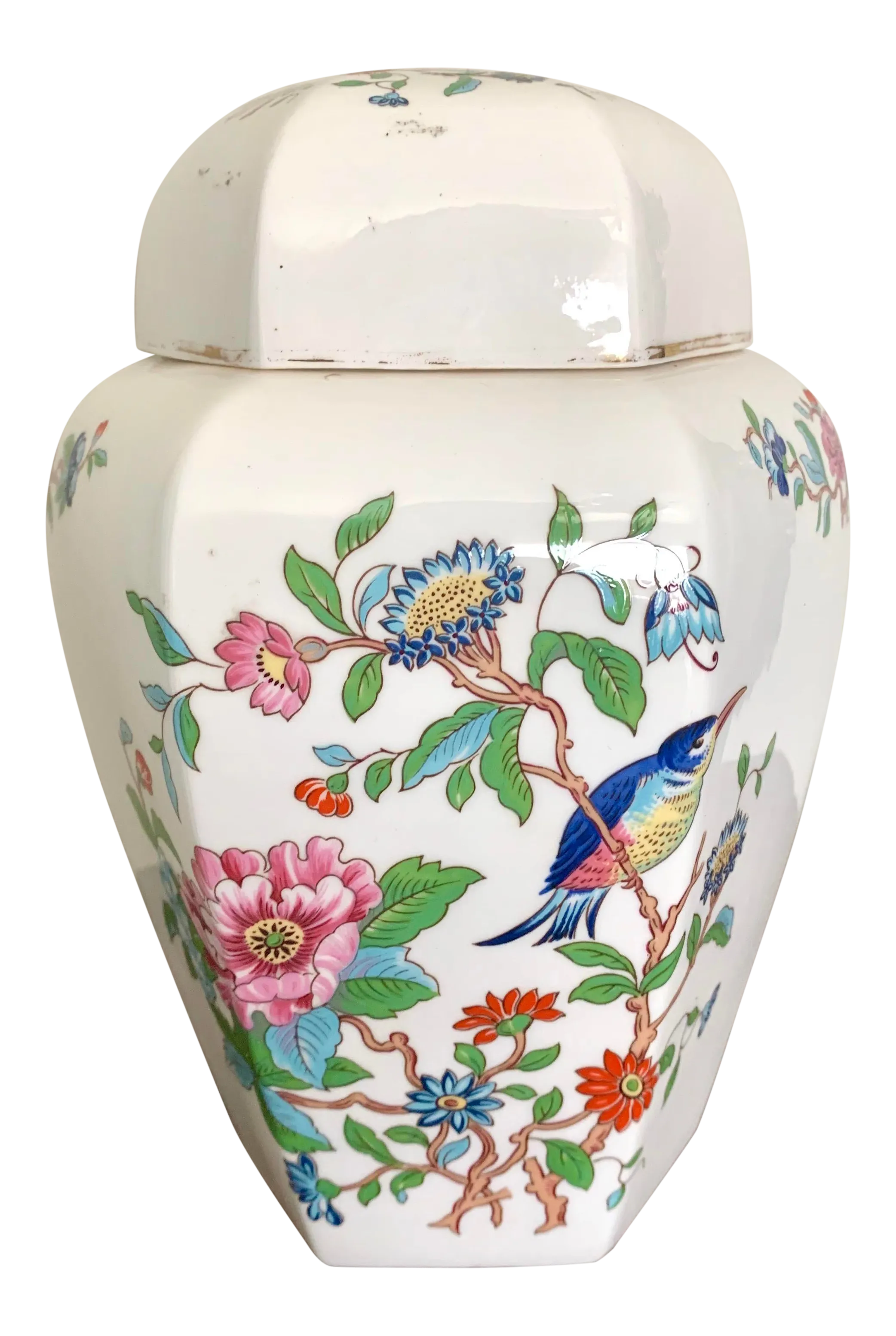Vintage Aynsley Prembrook Bone China Octagon Ginger Jar | Chairish