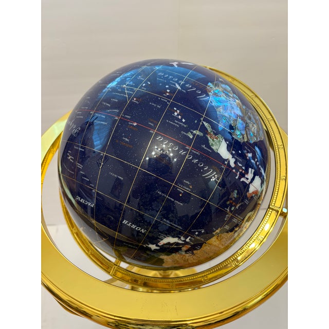 Vintage 40" Tall Blue Lapis Gemstone Floor Globe For Sale - Image 4 of 7