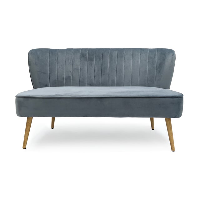 2020s Harlow Pale Blue Velvet Channel Back Wingback Bench For Sale - Image 5 of 5