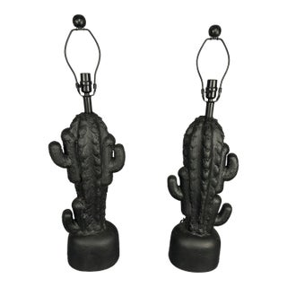 Contemporary Black Cactus Lamps - A Pair For Sale