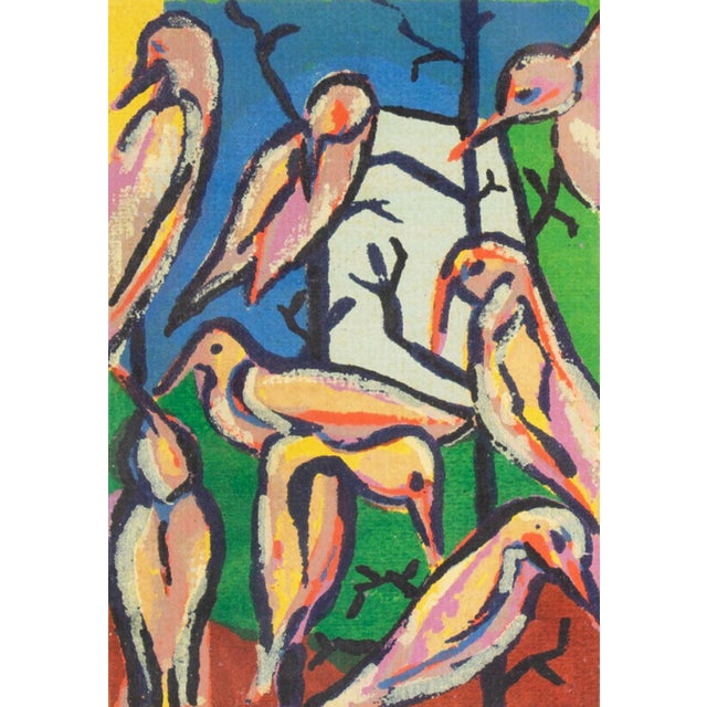 A serigraph print titled "The Roost" by the Polish-American artist Dorie Marder (1916-2011). This print features several...
