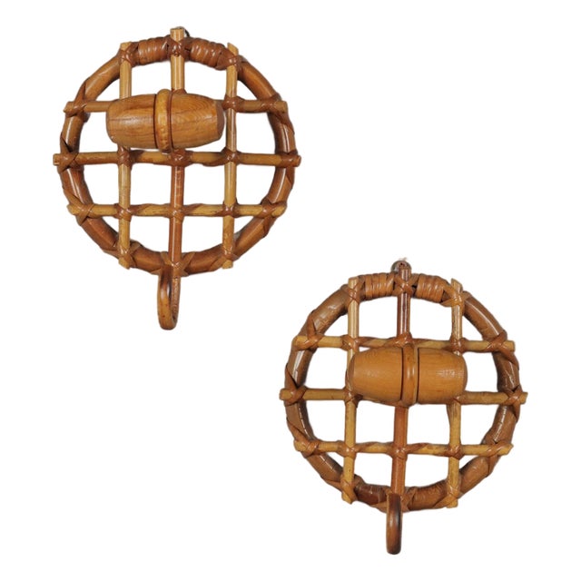 Vintage Bamboo Coat Hangers, 1980s, Set of 2 For Sale