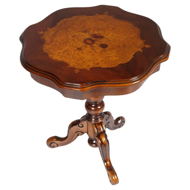 Coffee Table in Solid Walnut with Inlaid Top, 1940s For Sale