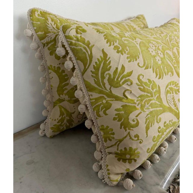 Pair of Mariano Fortuny Pillows - With Designer Pom-Pom Trim For Sale - Image 11 of 18