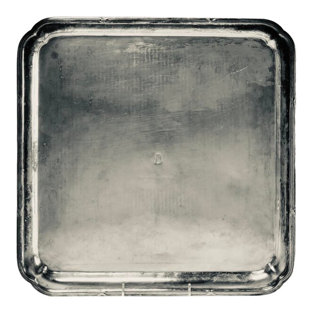 Antique English Silverplate Armorial Crest Tray, Coat of Arms, 15.5", C. 1900 For Sale