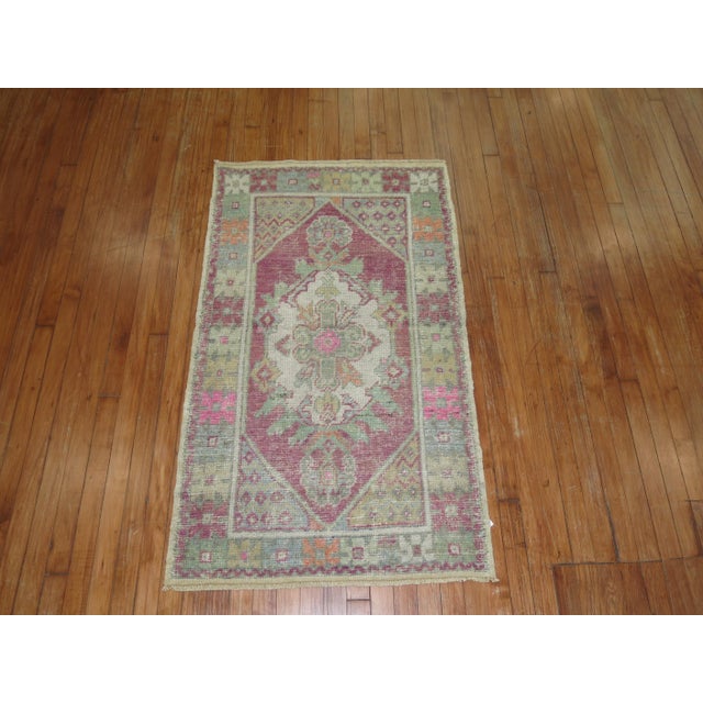 Mid 20th Century 20th Century Zabihi Collection Lavender Turkish Scatter Size Rugs - A Pair - 2'9" x 4'8" For Sale - Image 5 of 8